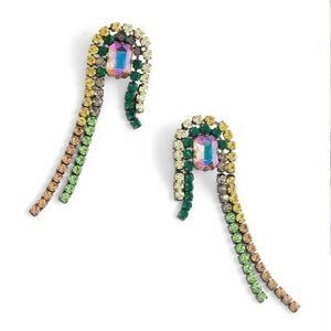 DEMARSON Divinia Multi-Color Waterfall Crystal Pierced Earrings Studs Designer